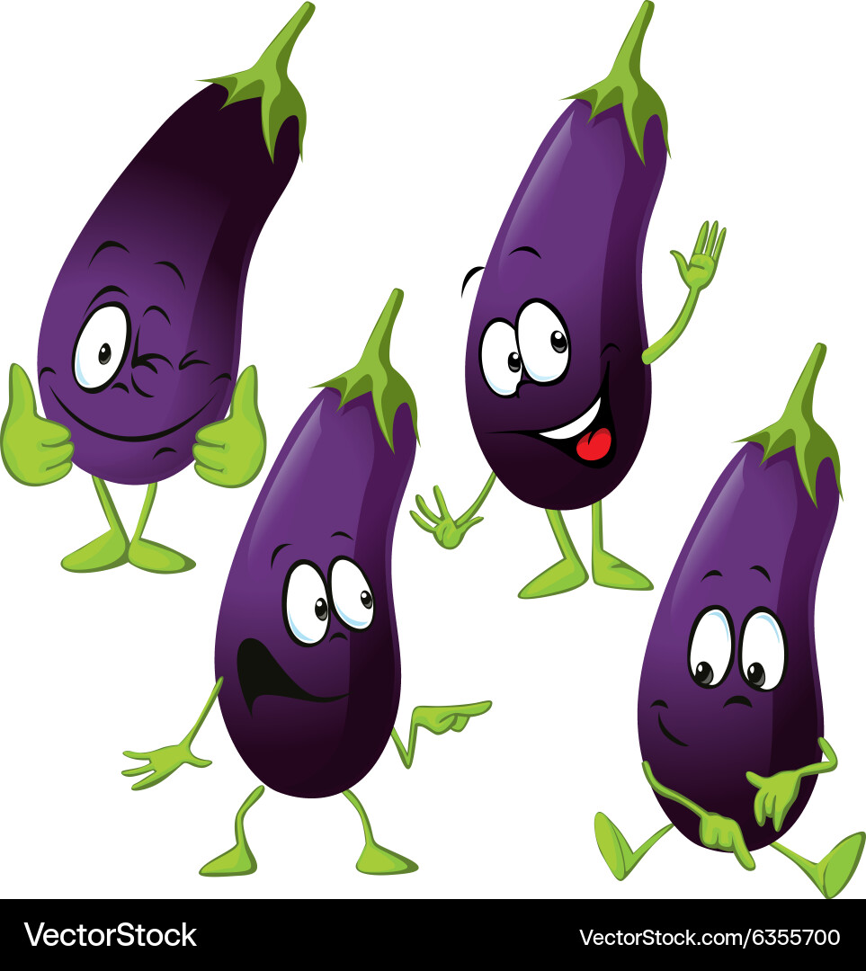 Funny Cartoon Eggplant Vector Image