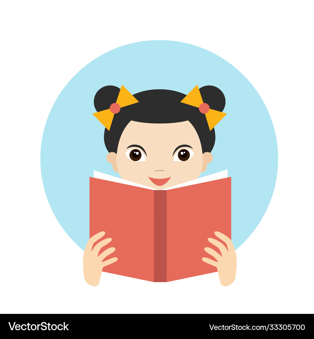 Little cute girl reading a book flat Little cute girl reading a book flat vector image