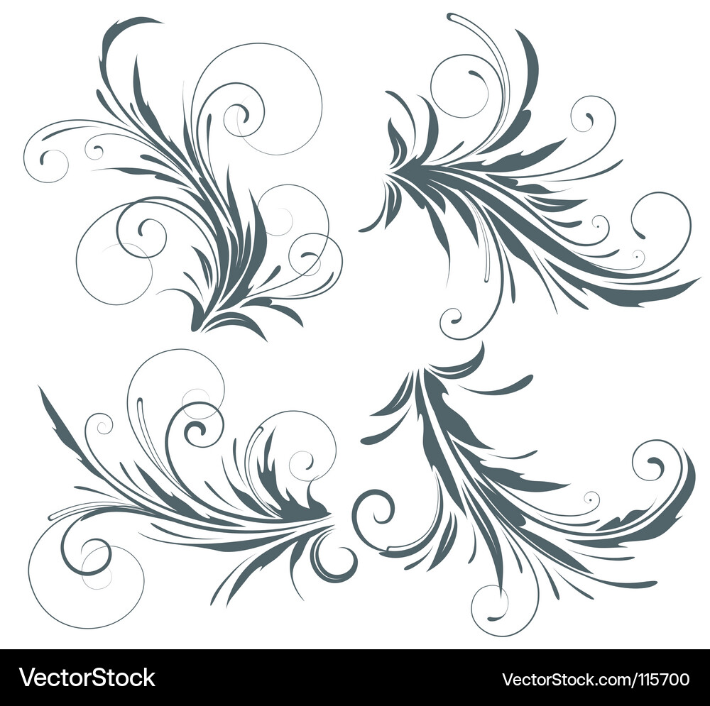 Ornate Floral Swirls Vector Image