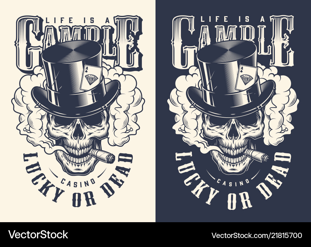 Skull Casino T-Shirt - Gamble Concept Vector Image