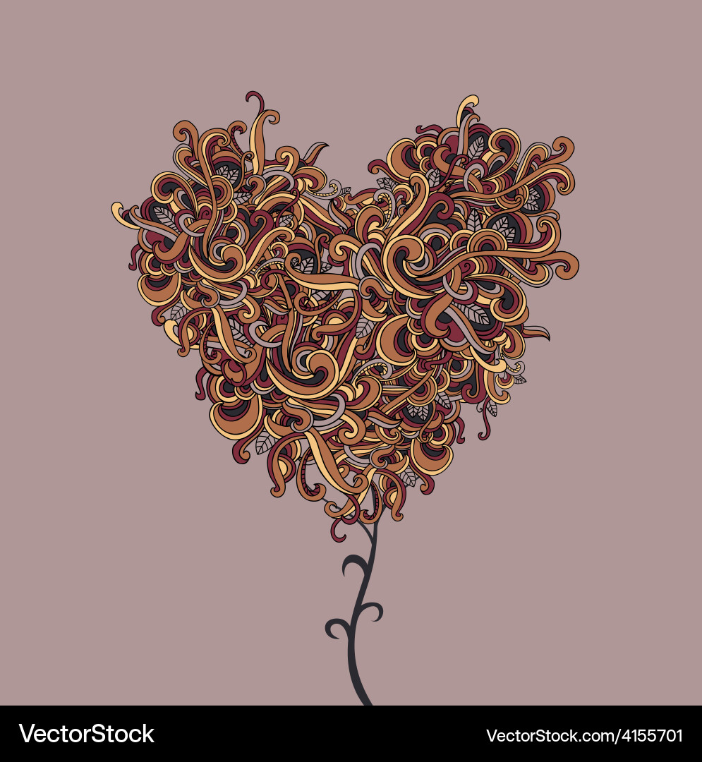 Background with abstract heart curls Vector Image