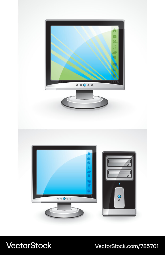 Computer and Monitor Icons Vector Image