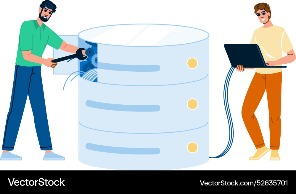 Datenbank einrichten Datenbank einrichten vektorbild