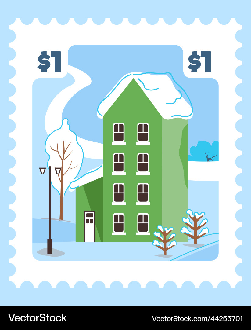 Winterlandschaft Postmark oder Postkarte Winterlandschaft Postmark oder Postkarte vektorbild