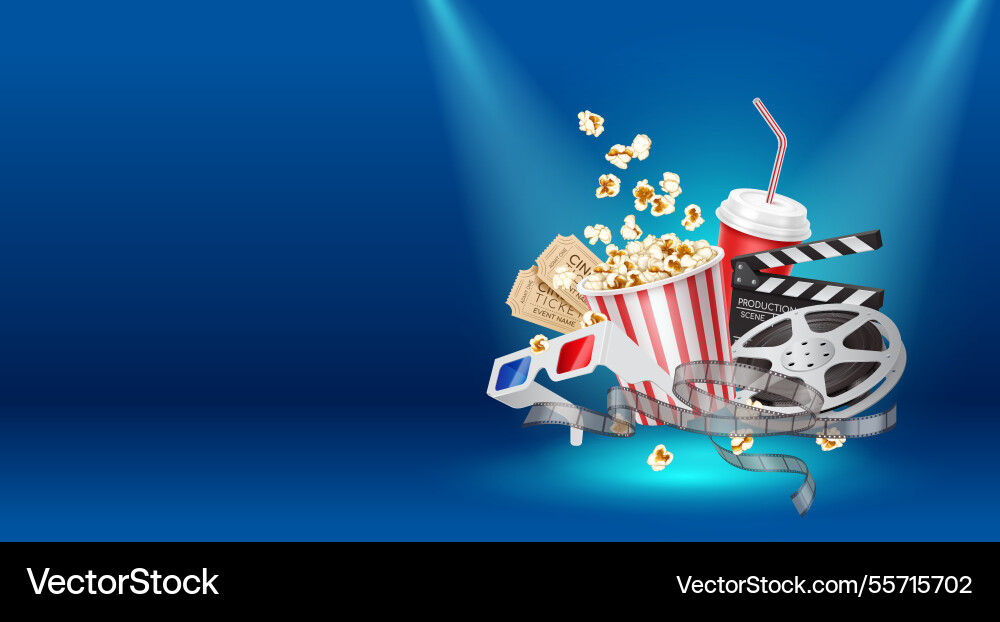 3D Cinema Objects - Floating Composition vector image