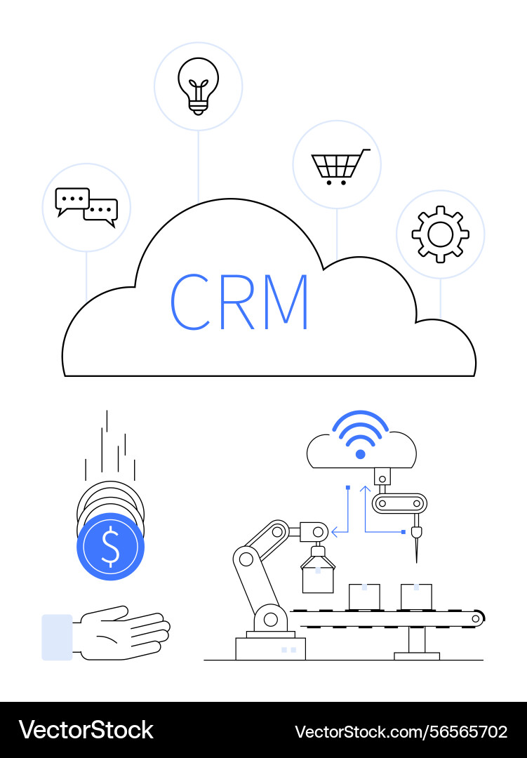 Cloud-basiertes Crim-System in der Automatisierung Cloud-basiertes Crim-System in der Automatisierung vektorbild