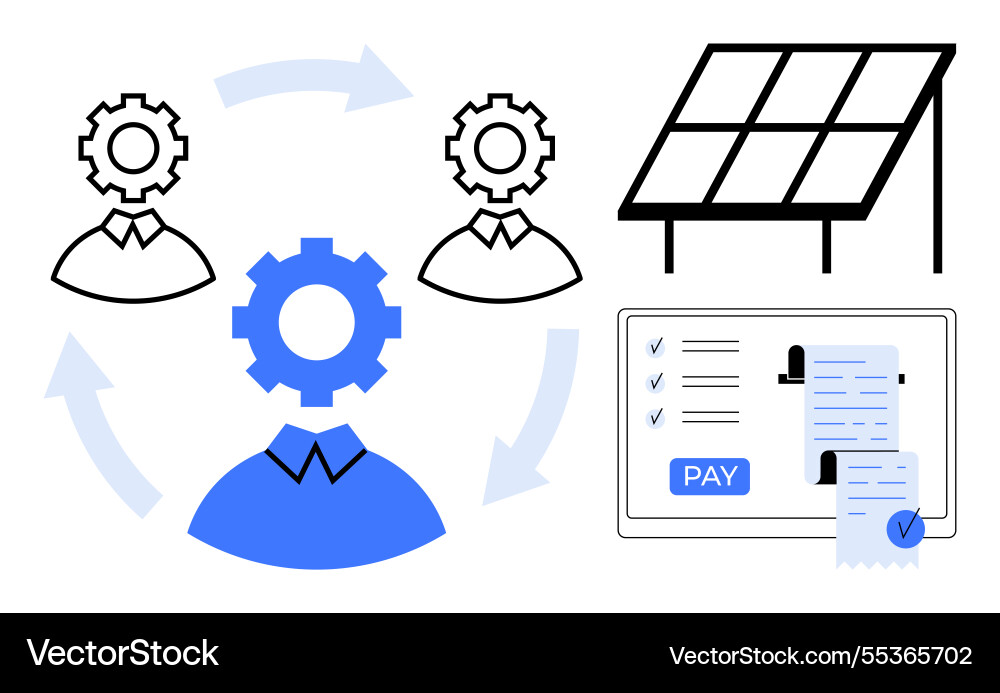 Collaborative workflow management with solar Vector Image