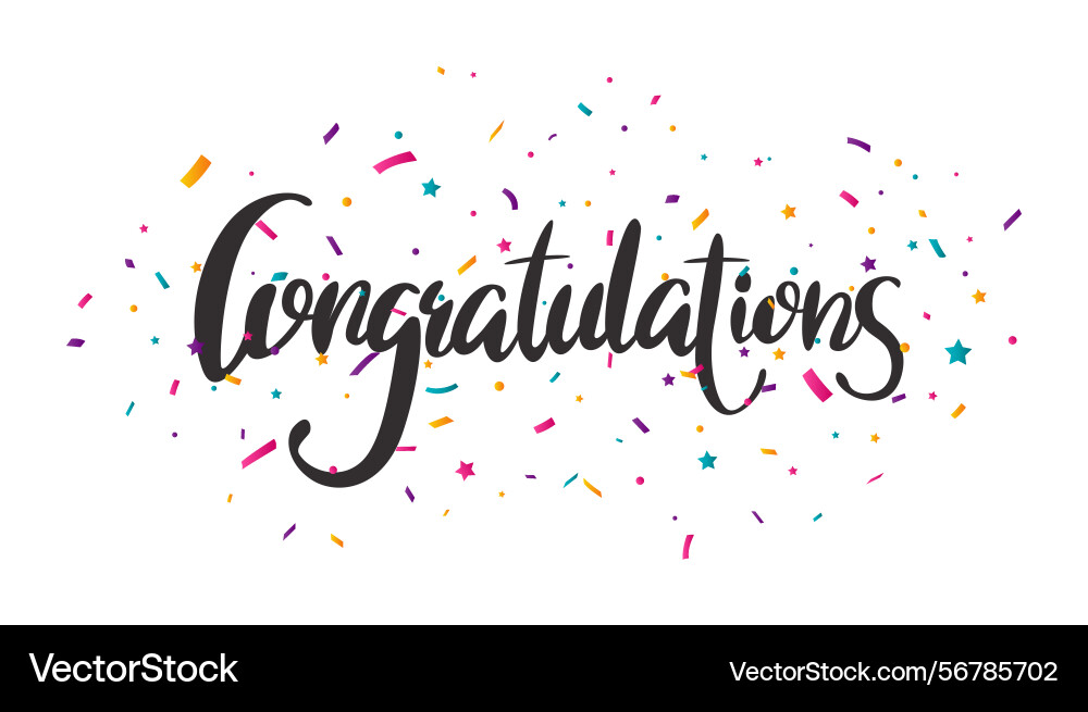 Congratulations banner with colorful confetti Vector Image
