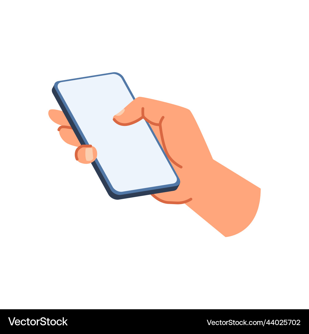 Hand holding and using smartphone