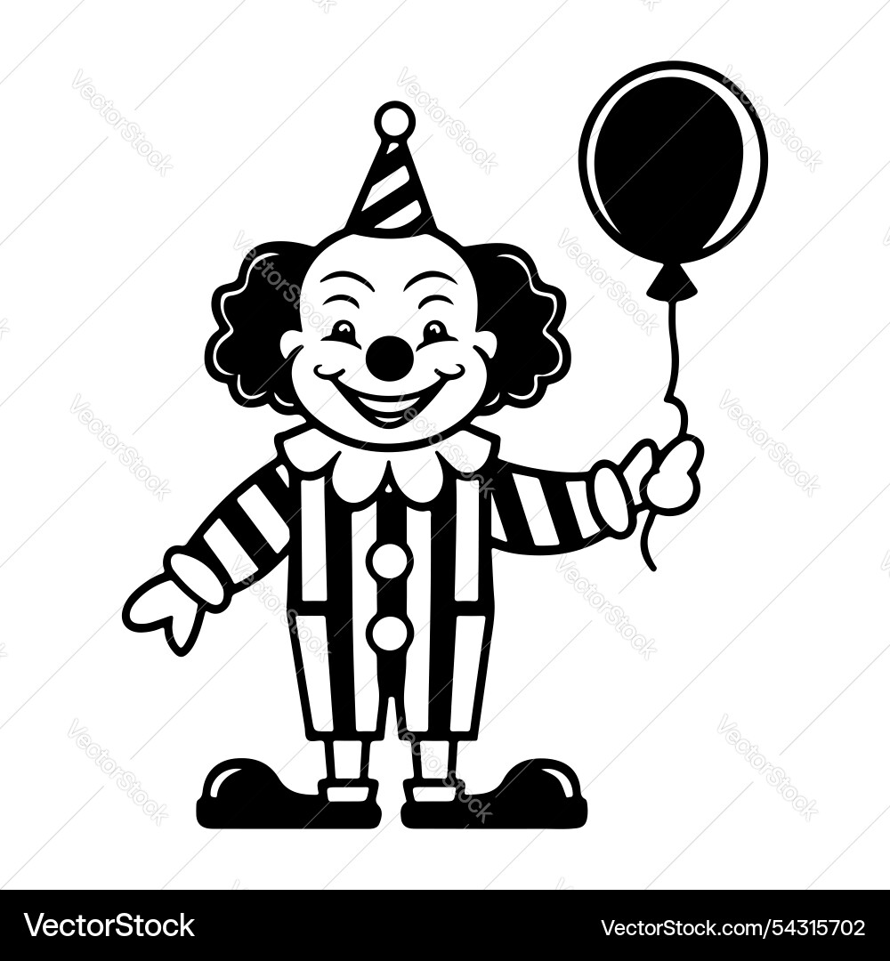 Happy Clown With Balloon Royalty Free Vector Image