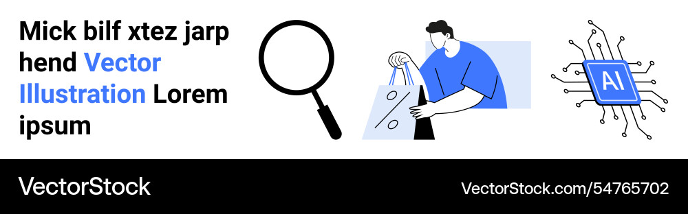 Man examines graphs with magnifying glass while ai Vector Image