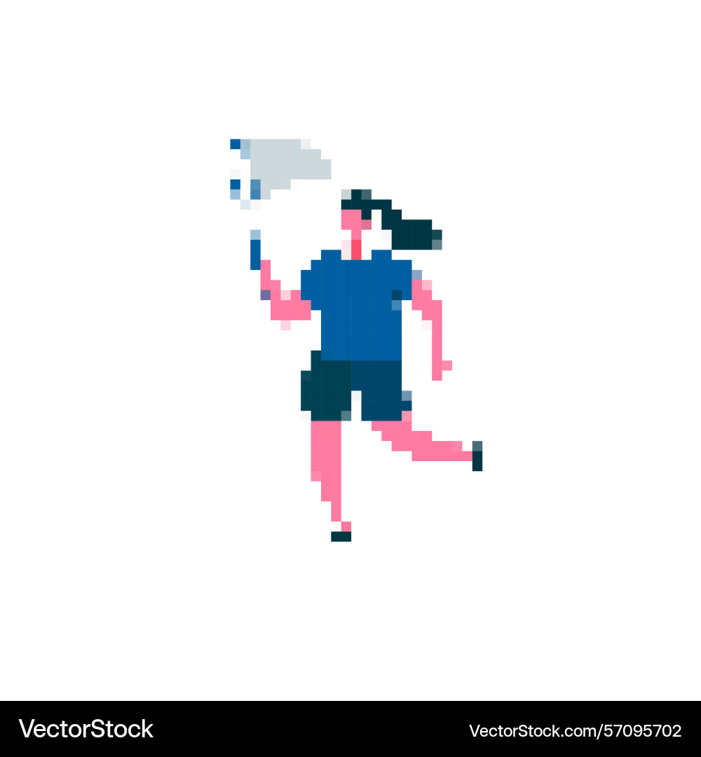Mosaic style running person with net pixel art Vector Image