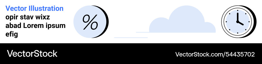 Percentage symbol and analog clock with subtle Percentage symbol and analog clock with subtle vector image