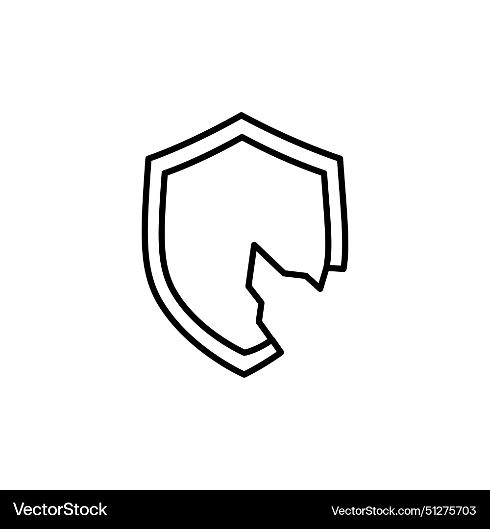Broken security shield line icon linear style Broken security shield line icon linear style vector image