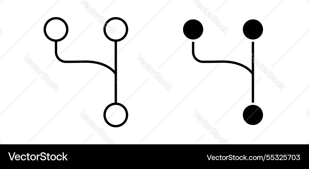 Code branch icons pack in black flat and strokes Code branch icons pack in black flat and strokes vector image