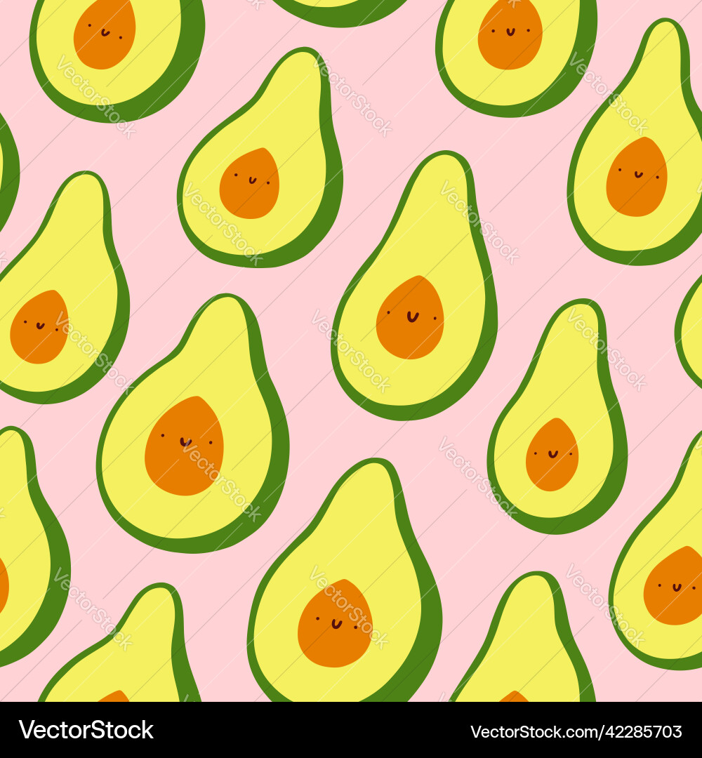 Cute Avocado Cartoon Pattern vector image