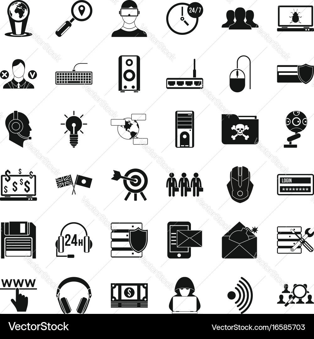 Cyber shield icons set simple style vector image