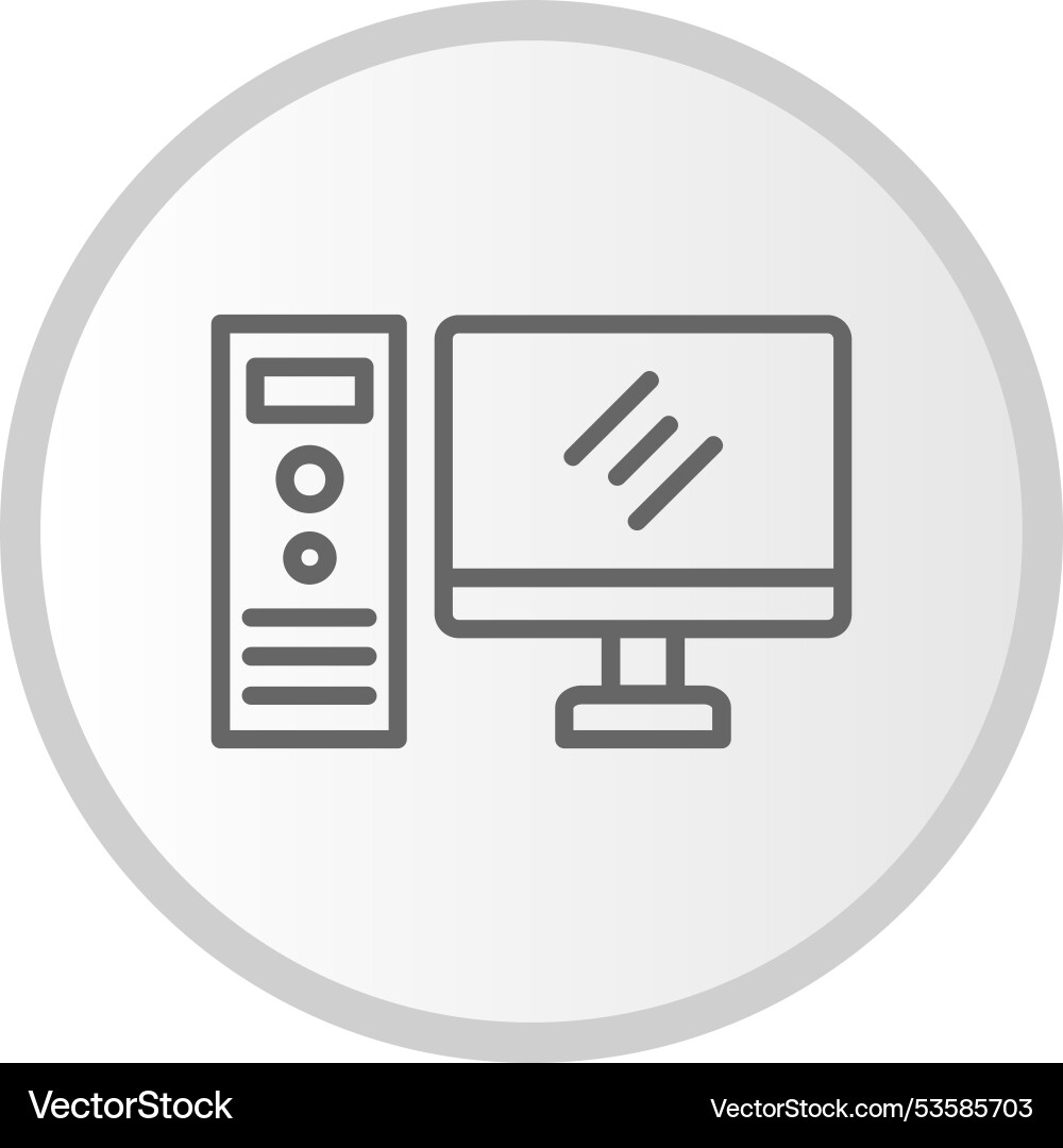 Desktop computer line circle grey icon Vector Image