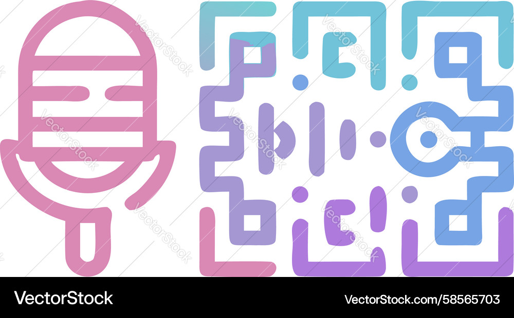 Gradient Microphone with Sound Waves Vector Image