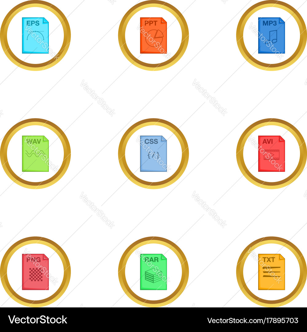 Program file icons set cartoon style Vector Image