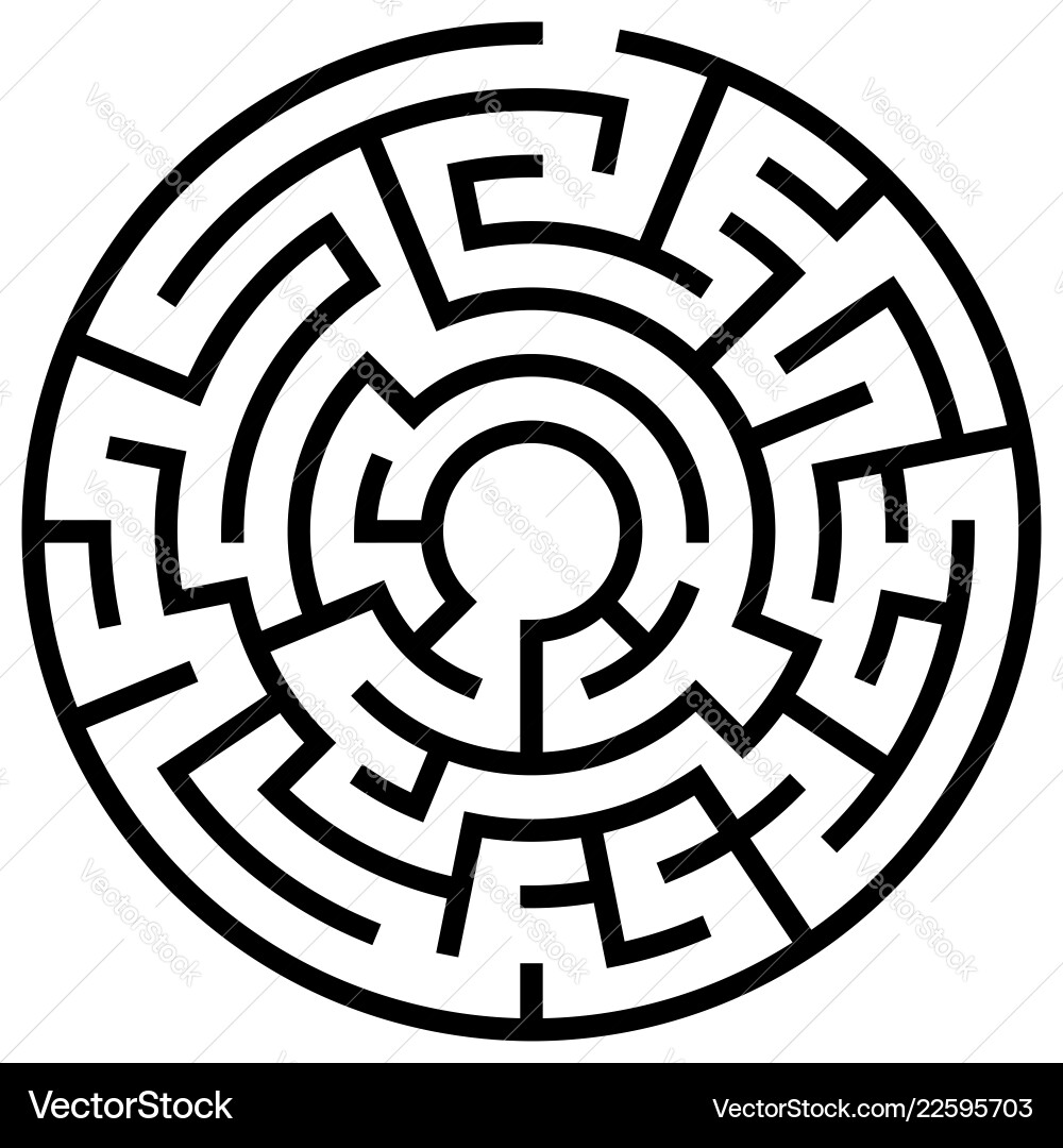 Solvable circular maze element isolated on white Solvable circular maze element isolated on white vector image