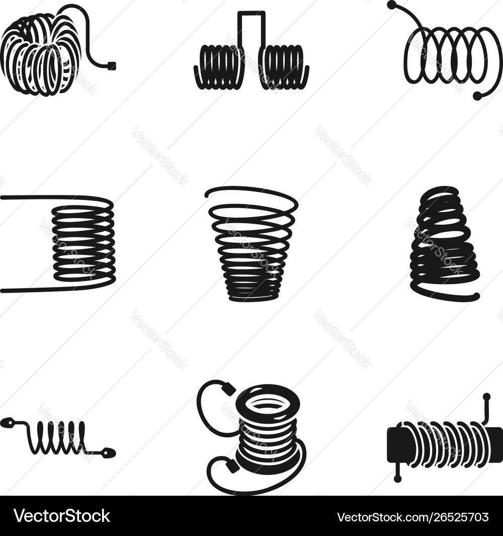 Spring coil icon set simple style Vector Image