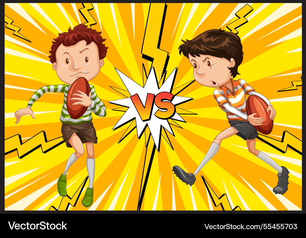 Two players face off in a rugby match Two players face off in a rugby match vector image