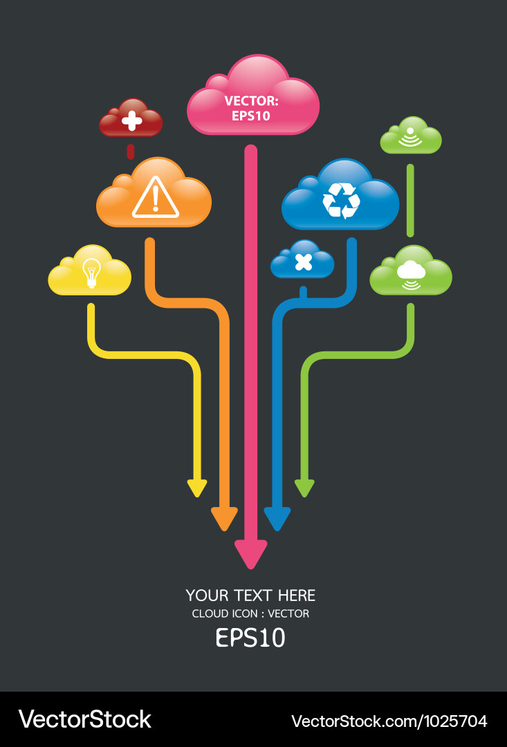 Cloud Color Arrow Graph Vector Image