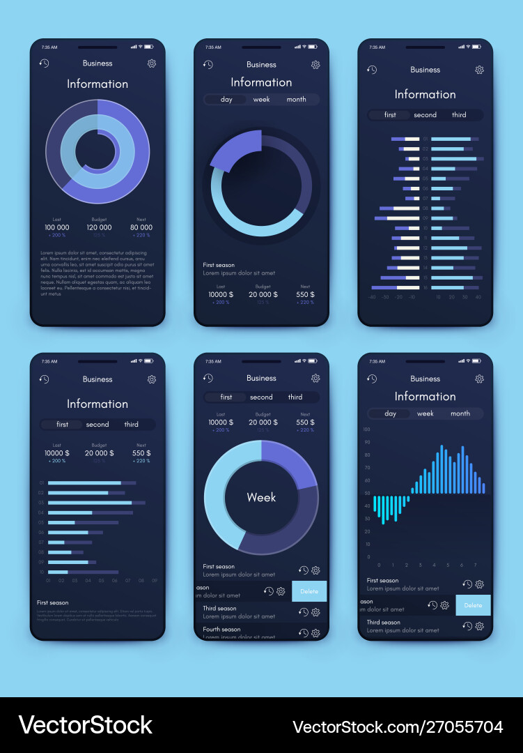 Different ui ux gui screens and flat web icons Vector Image