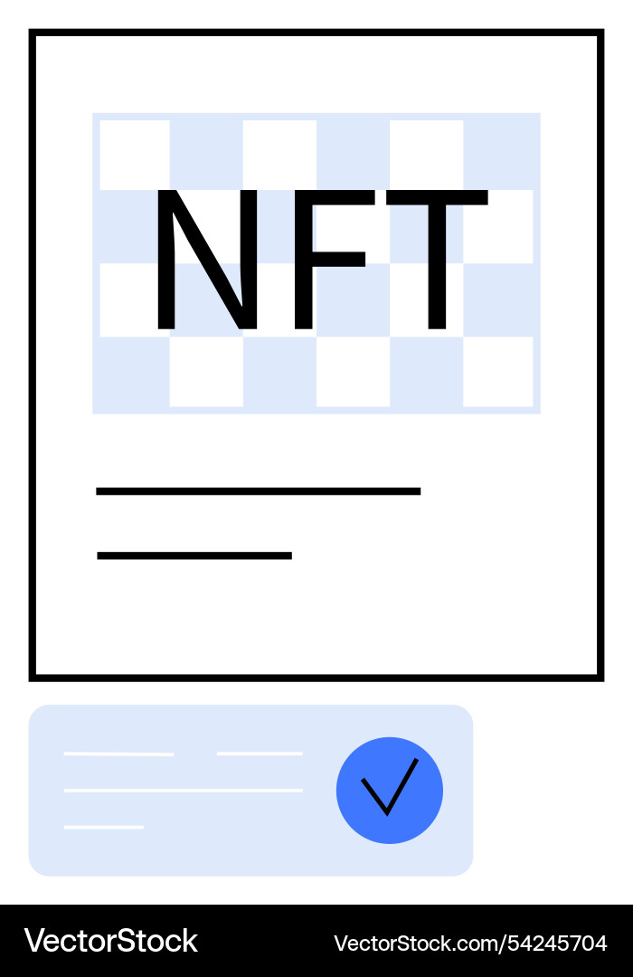 Nft certificate with checkmark signifying Nft certificate with checkmark signifying vector image