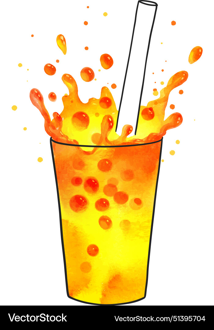 Orange Aquarell Blase Tee mit Spritzern Orange Aquarell Blase Tee mit Spritzern vektorbild