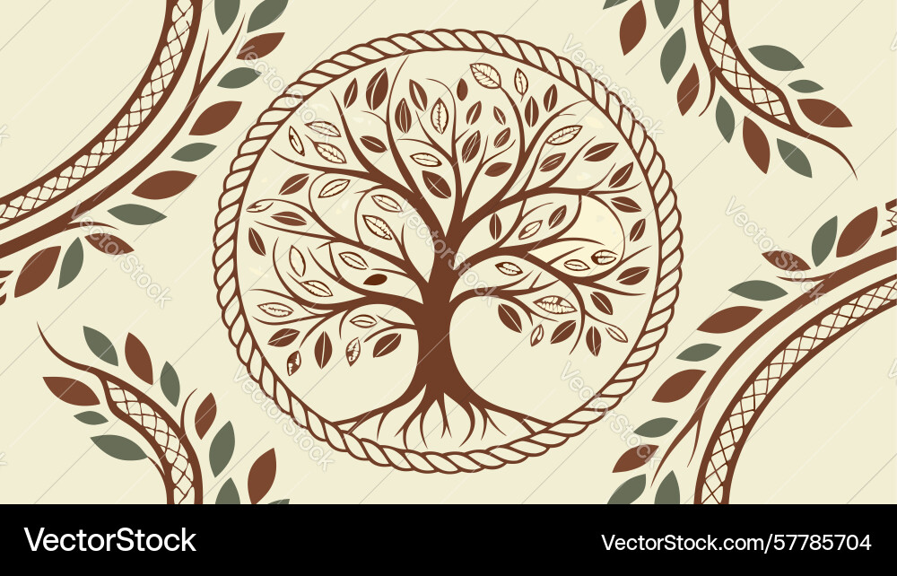 Ornate circular tree of life pattern design vector image