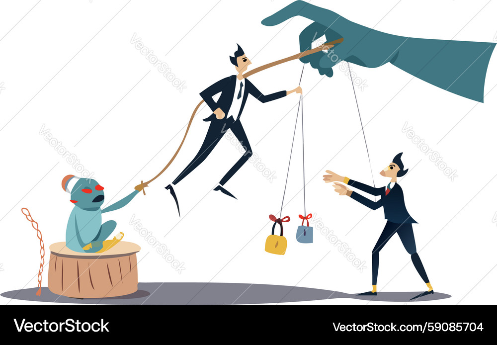 Puppet master controlling people with strings Vector Image