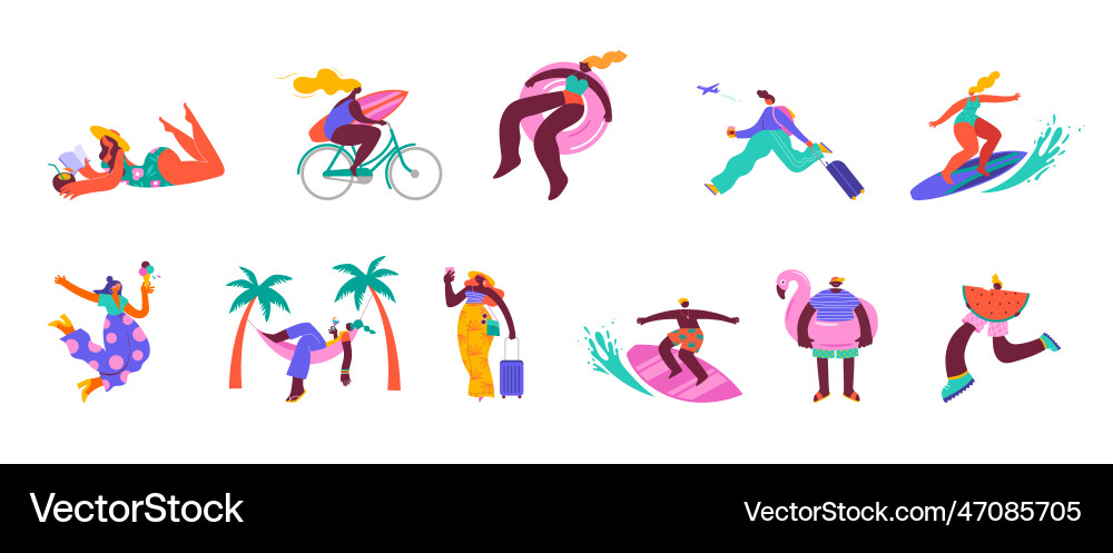 Collection of colorful modern style characters Collection of colorful modern style characters vector image