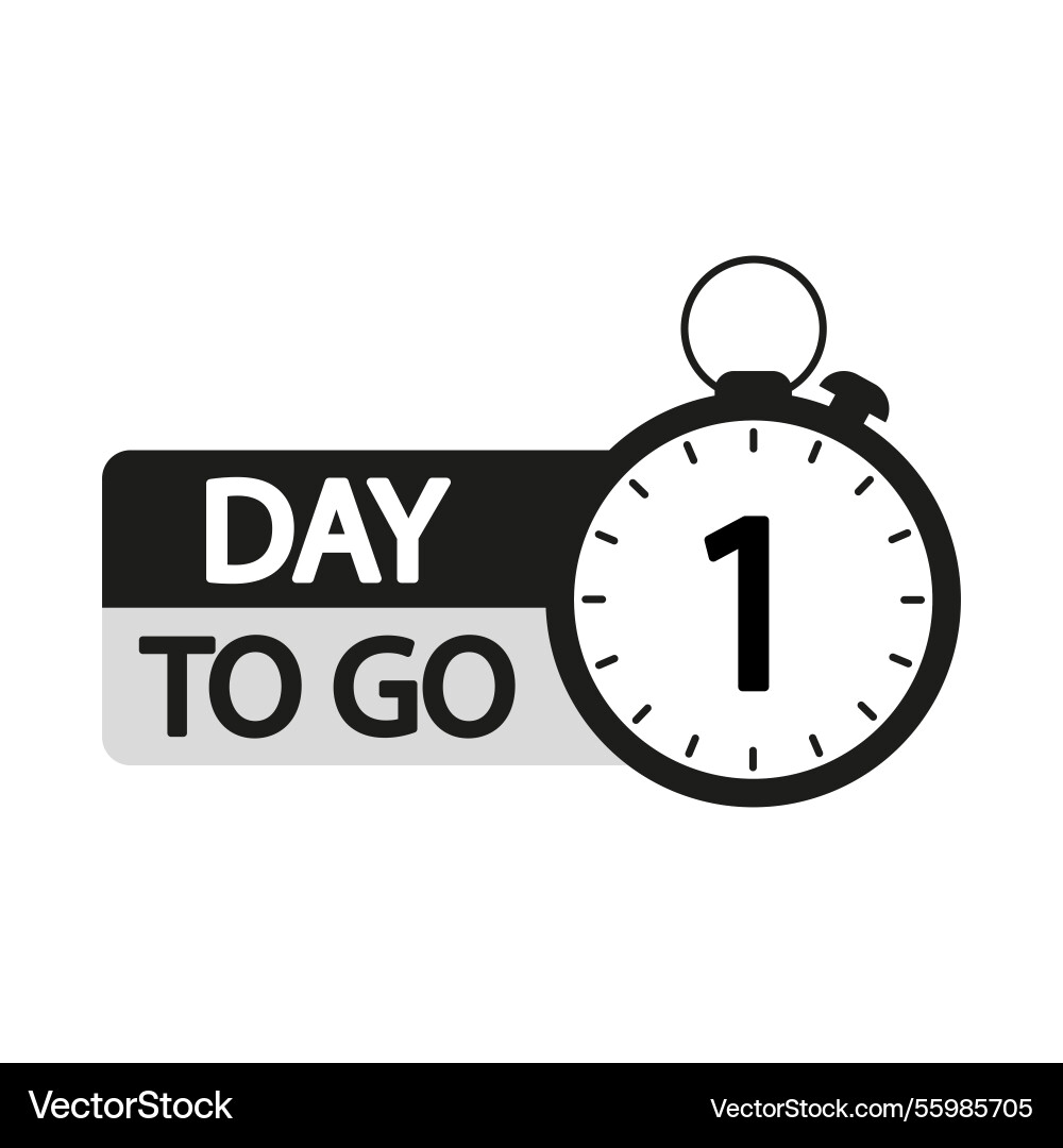Countdown timer number one focus day to go vector image