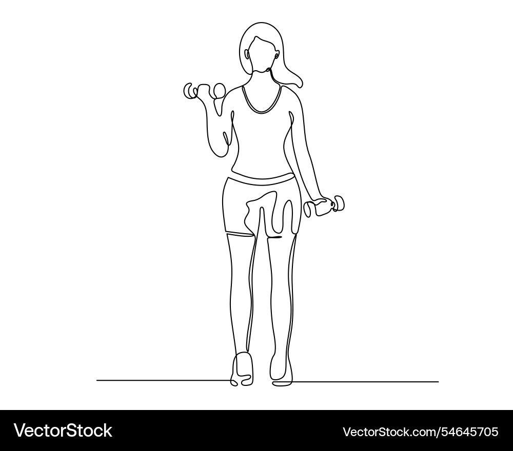 Exercising with dumbbells performing a bicep curl Exercising with dumbbells performing a bicep curl vector image
