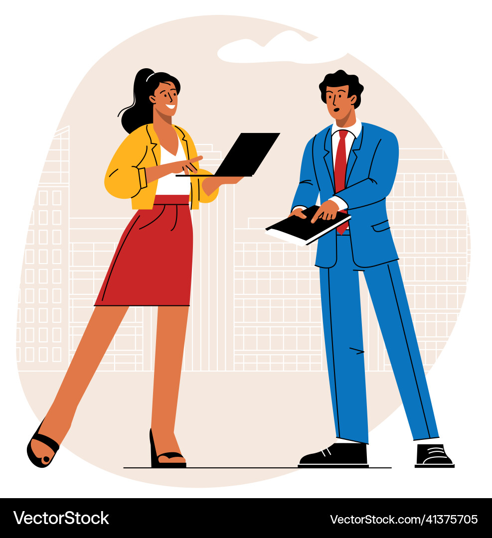 Managers are discussing business issues Managers are discussing business issues vector image