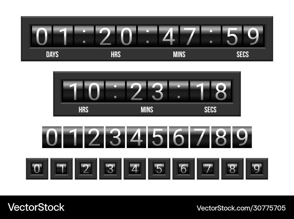 Mechanical scoreboard countdown timer Mechanical scoreboard countdown timer vector image