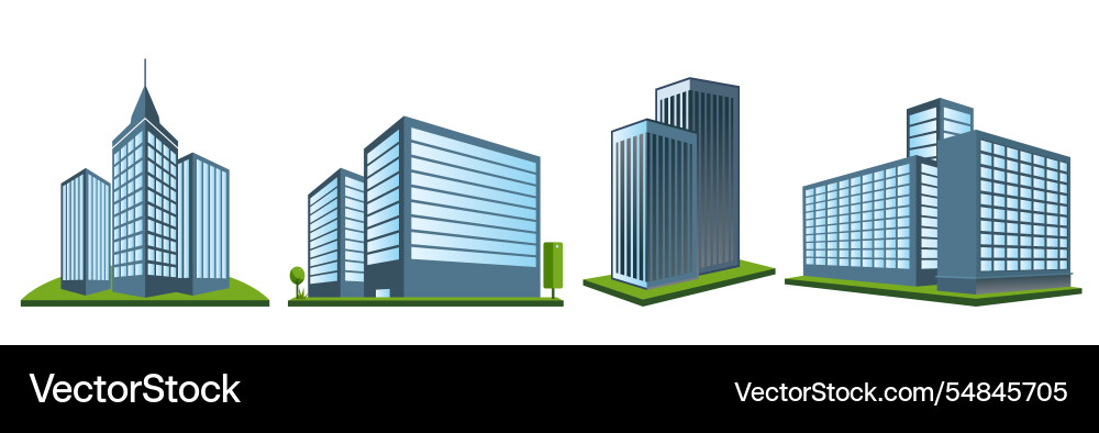 Modern building set featuring various vector image