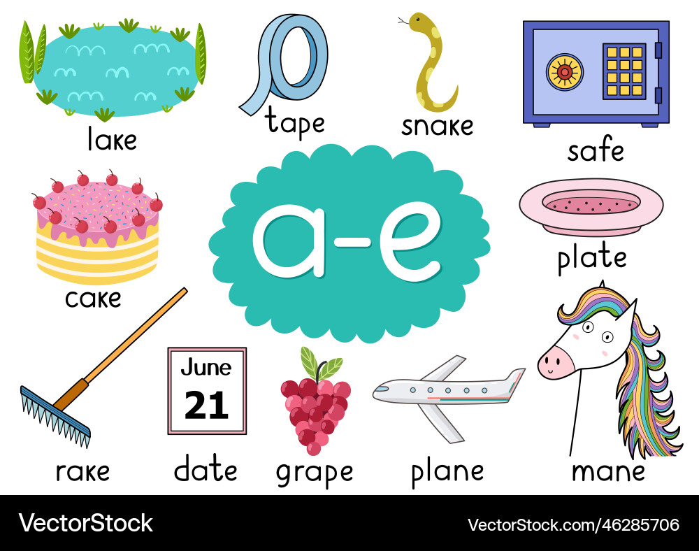 A-e digraph spelling rule educational poster set vector image