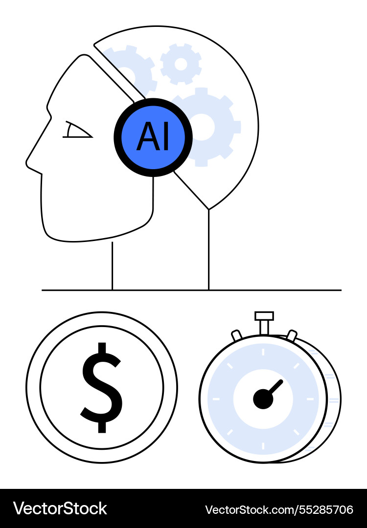 Artificial intelligence enhancing productivity Artificial intelligence enhancing productivity vector image