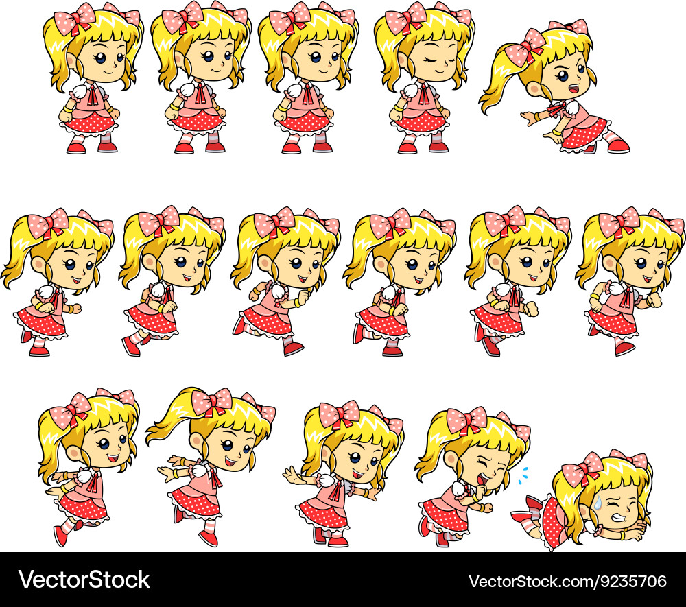 Candy Girl Game Sprites - Side Scrolling Vector Image