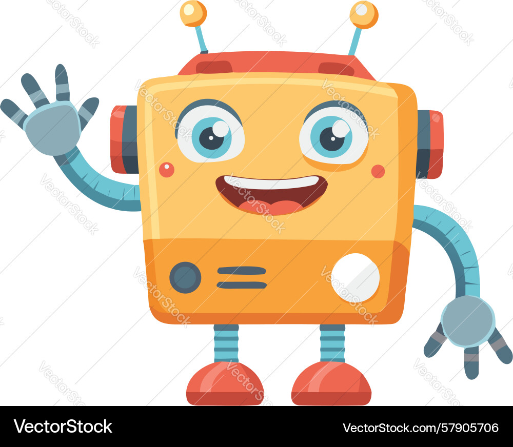 Friendly robot character waving design Vector Image