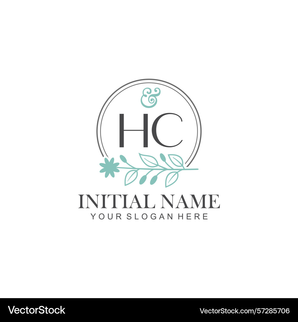 Hc initial logo templates with botanical elements Hc initial logo templates with botanical elements vector image