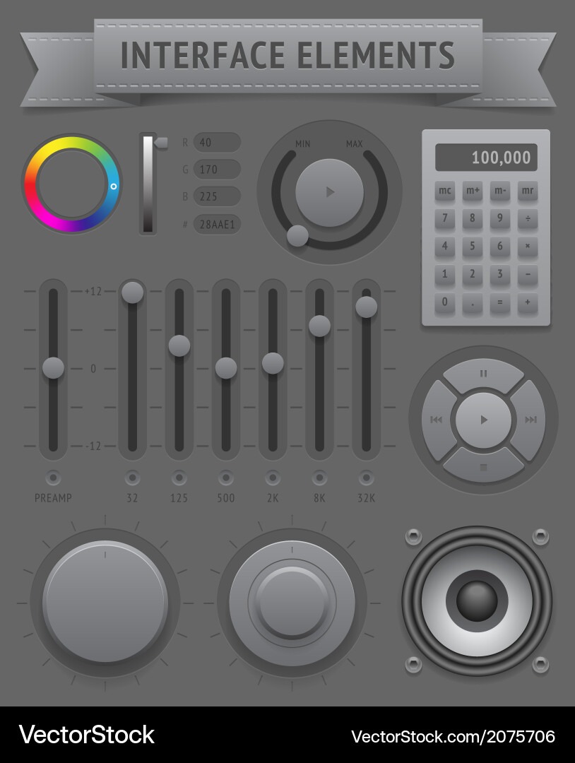 Modern UI Interface Elements vector image
