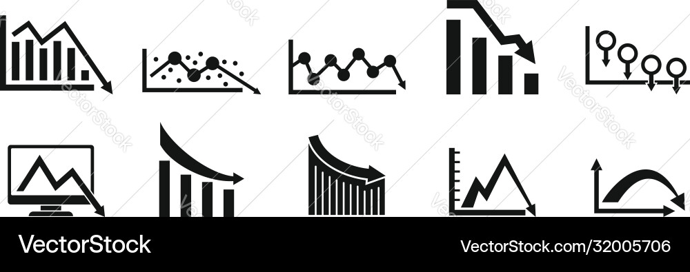 Regression icons set simple style Regression icons set simple style vector image