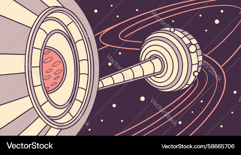 Spaceship corridor with a view of abstract cosmic Vector Image