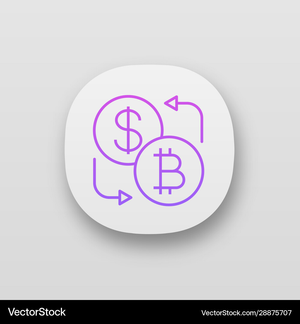 Bitcoin and dollar currency exchange app icon – Royalty-Free Vector |  VectorStock