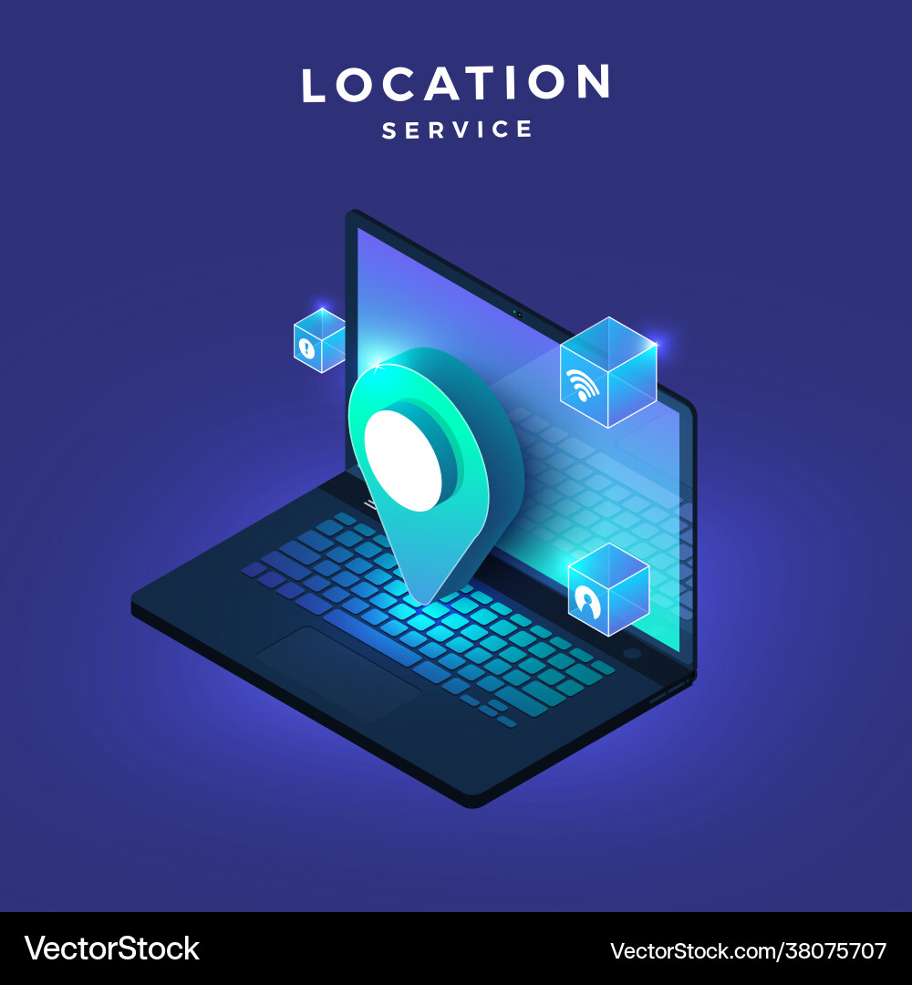 Concept location service on computericon pin maps Concept location service on computericon pin maps Vector Image