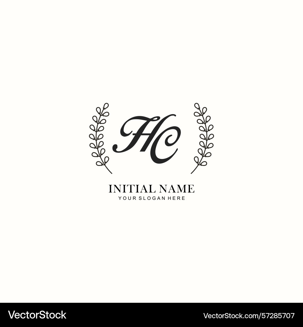 Hc initial logo templates with botanical elements Hc initial logo templates with botanical elements vector image